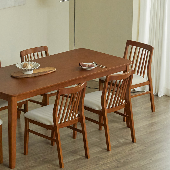 파로마 솔로르 원목식탁 1800 + B의자 6p 세트 6인용 방문설치, 윌넛, 일반의자 6