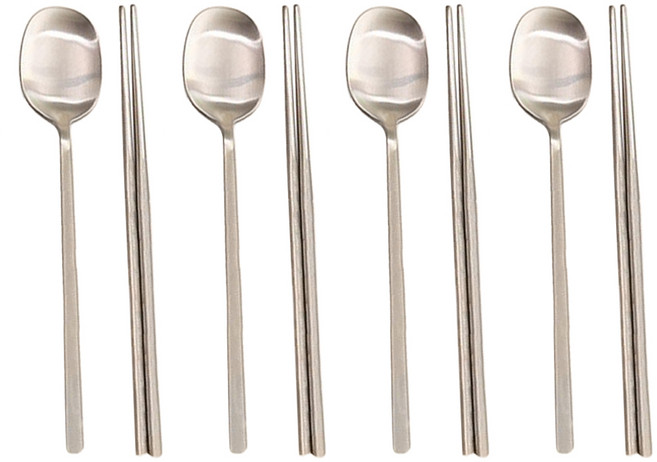 蝸牛生活 媽媽的廚房 純粹4人份餐具組, 1組, 銀色, 湯匙 + 筷子