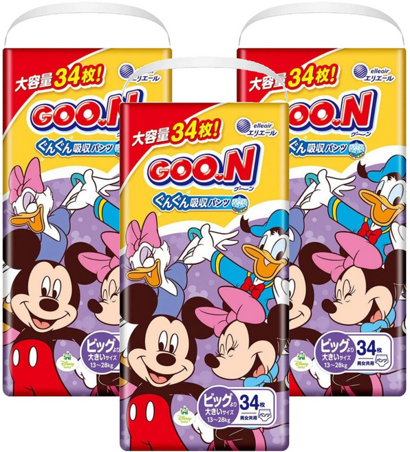 GOO.N 大王 日本境內版 瞬吸貼合紙尿褲/尿布 13~28kg, XXL, 102片