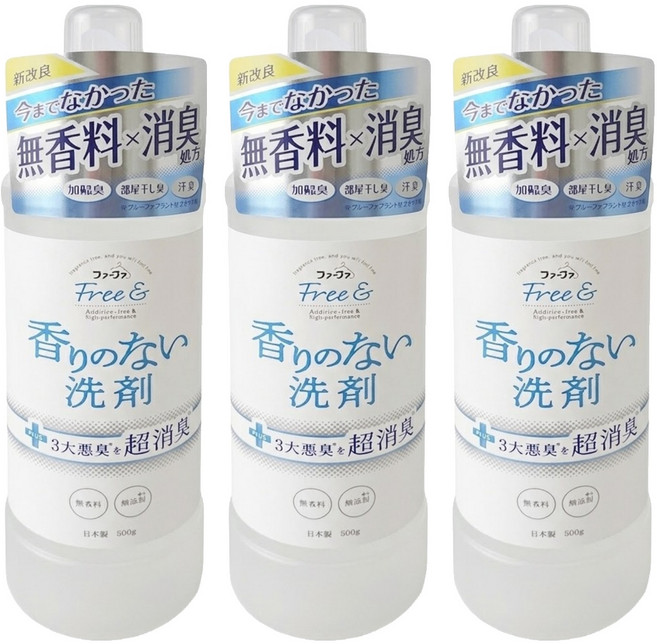 FaFa 熊寶貝Free 無香精濃縮洗衣精, 500ml, 3瓶
