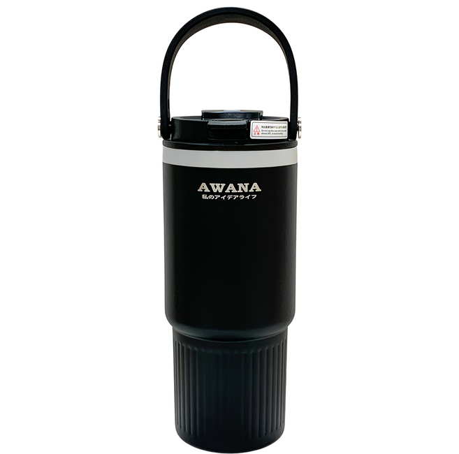 AWANA 手提雙飲口吸管杯 AD-800A, 1個, 800ml, 黑色