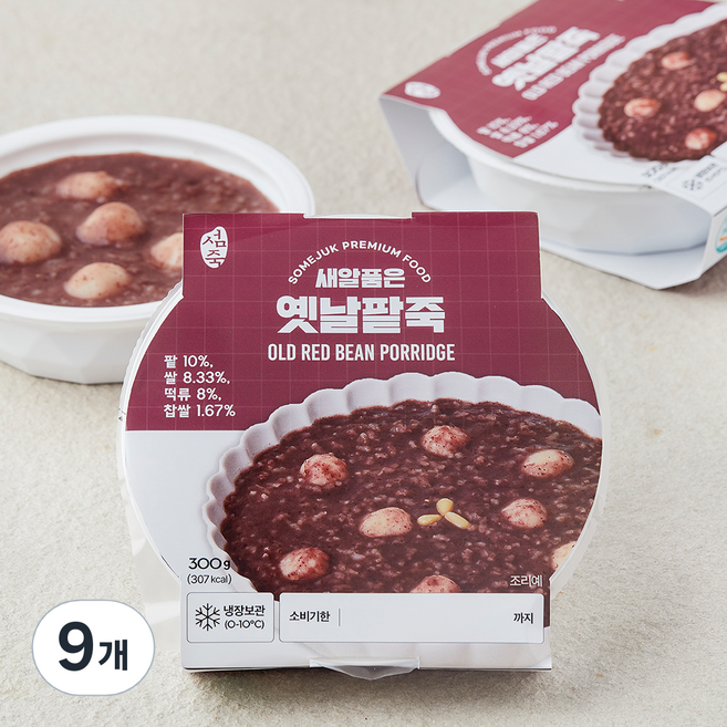 섬죽 새알품은 옛날팥죽 (냉장), 300g, 9개