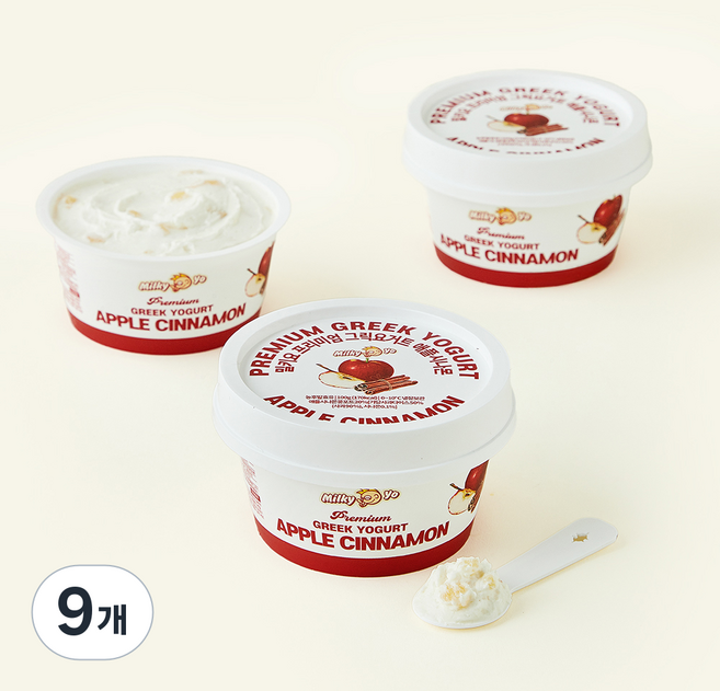 밀키요 프리미엄 그릭요거트 애플시나몬, 100g, 9개