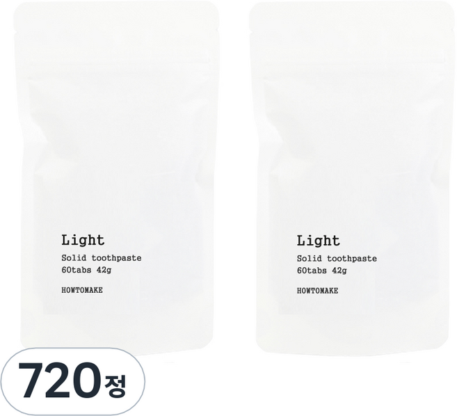 하우투메이크 라이트 고체 치약, 42g, 720정