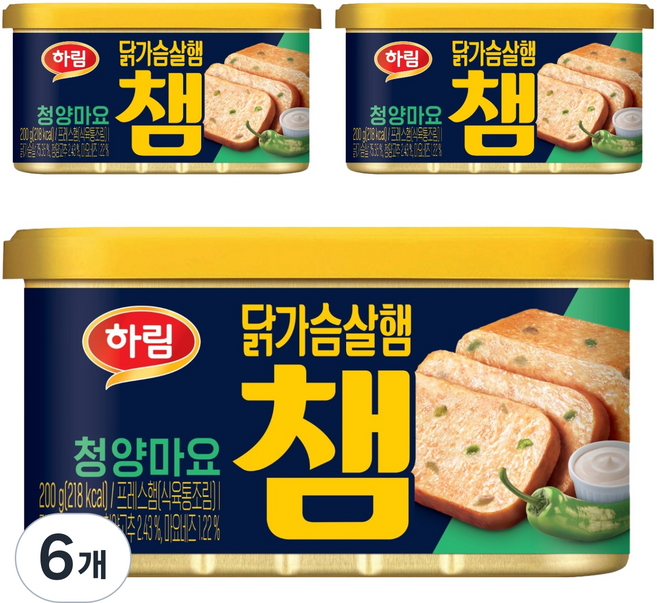하림 닭가슴살 햄 챔 청양마요, 200g, 6개