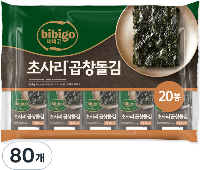 비비고 초사리곱창돌김, 80개, 5g