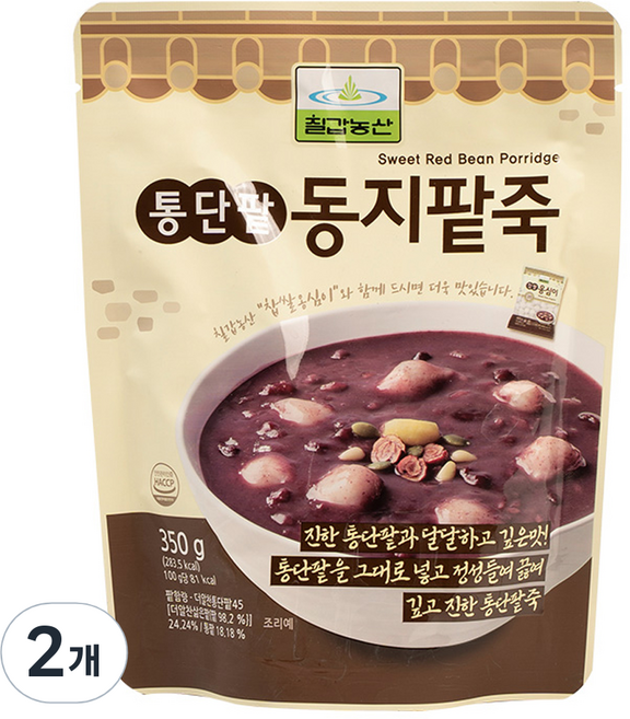 칠갑농산 통단팥 동지팥죽, 2개, 350g