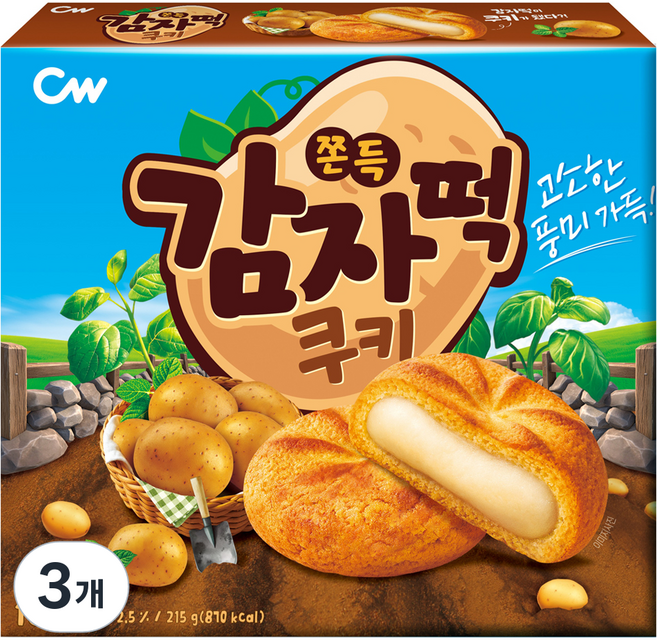 청우식품 쫀득 감자떡쿠키, 3개, 215g