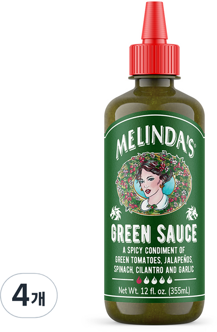 멜린다스 그린핫소스, 4개, 355ml