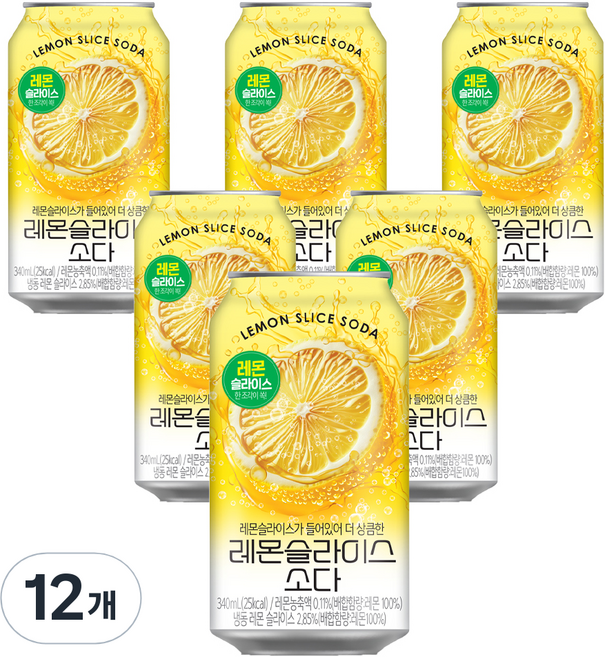 레몬 슬라이스 소다, 12개, 340ml