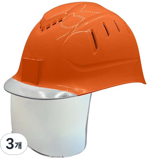 동명 투명창 실버미러보안경 경량통풍모, 오렌지, 3개