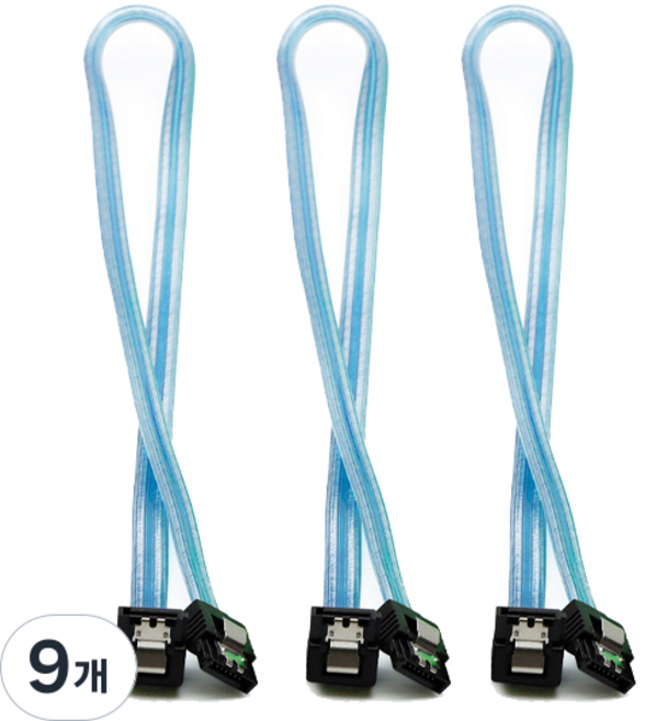 SATA3 6Gb/s L型鎖定連接線 透明藍 ML-S3LLB, 9個, 0.5m