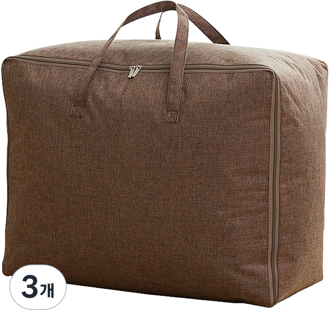 하늬통상 린넨 방수 이불정리함, 골드브라운, 특대형(60 x 50 x 26 cm), 3개