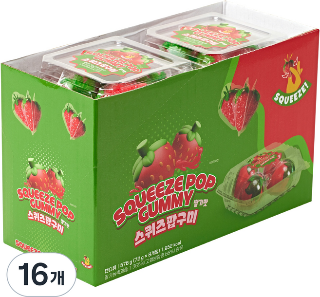 Squeeze Pop 草莓味軟糖, 16個, 72g