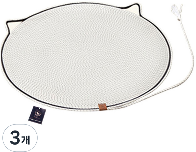 딩동펫 고양이 흔들깃털 라운드 스크래쳐 매트, 화이트, 3개