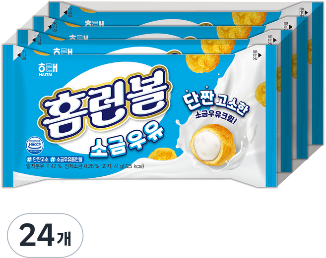 해태제과 홈런볼 소금 우유, 41g, 24개
