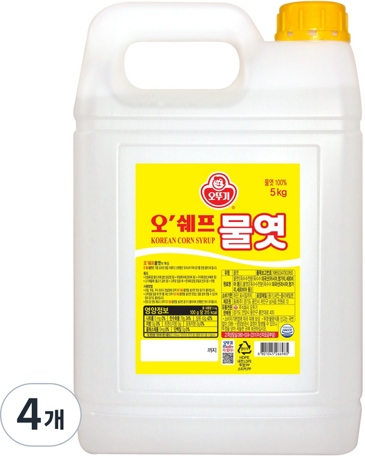 오뚜기 오쉐프 물엿, 5kg, 4개