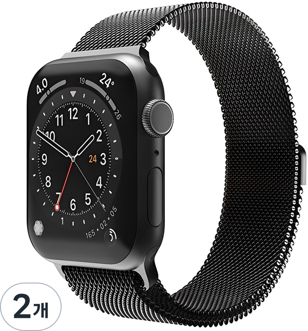 신지모루 애플워치 호환 밀레니즈 스트랩 밴드, 블랙, 2개