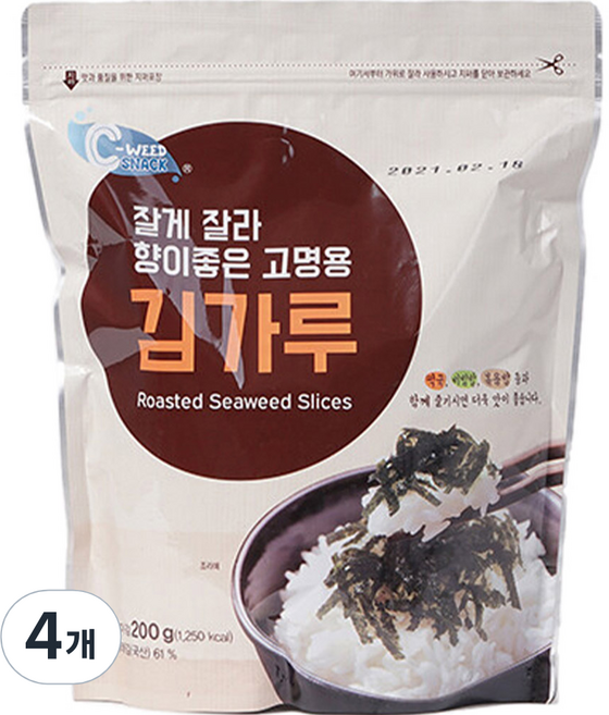예맛 잘게 잘라 향이 좋은 고명용 김가루, 200g, 4개