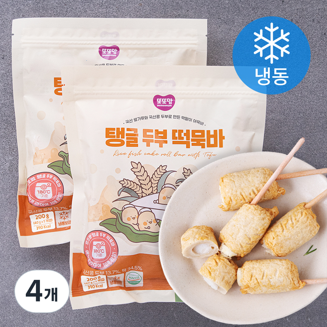 또또맘 탱글 두부 떡묵바 (냉동), 200g, 4개
