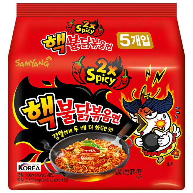Samyang Foods 三養 Buldak火辣雞肉風味鐵板炒麵 2倍辣風味 140g, 5包