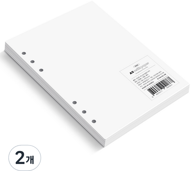 리코즈 6공 대용량 리필지 04 무지, 100개입, 2개