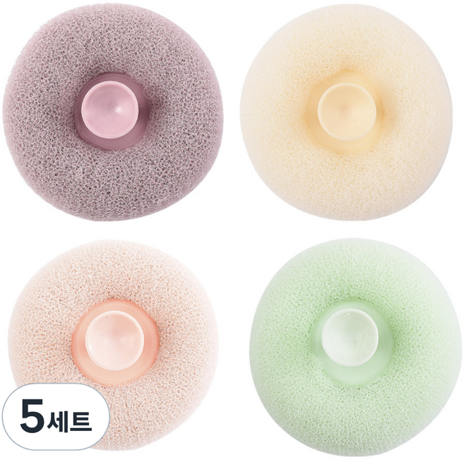 모나코올리브 착붙 도넛 샤워볼 4종 세트, 혼합색상, 5세트