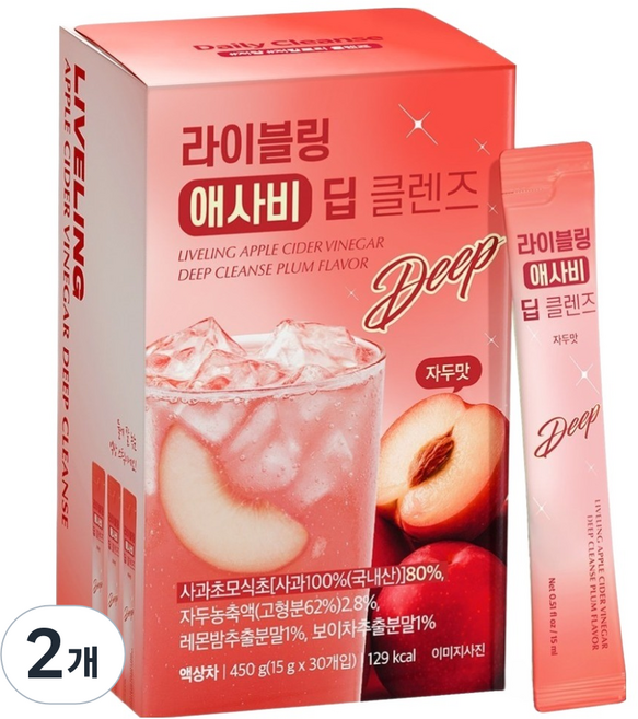 라이블링 애사비 딥 클렌즈 자두맛 30개입, 450g, 2개