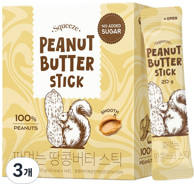 보뚜 짜먹는 땅콩버터 스틱 14p, 280g, 3개