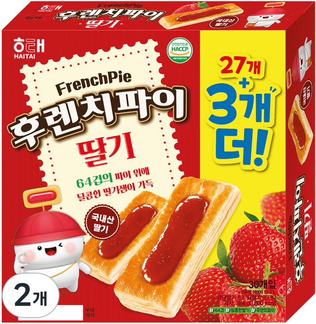 해태제과 후렌치파이 딸기, 384g, 2개