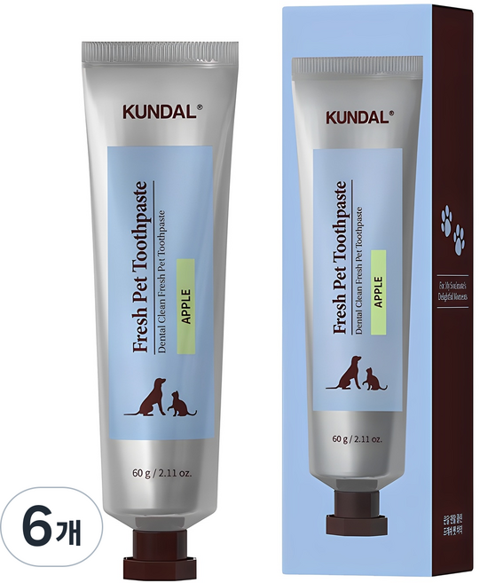 쿤달 덴탈 클린 프레쉬 펫 치약 사과향, 60g, 1개입, 6개