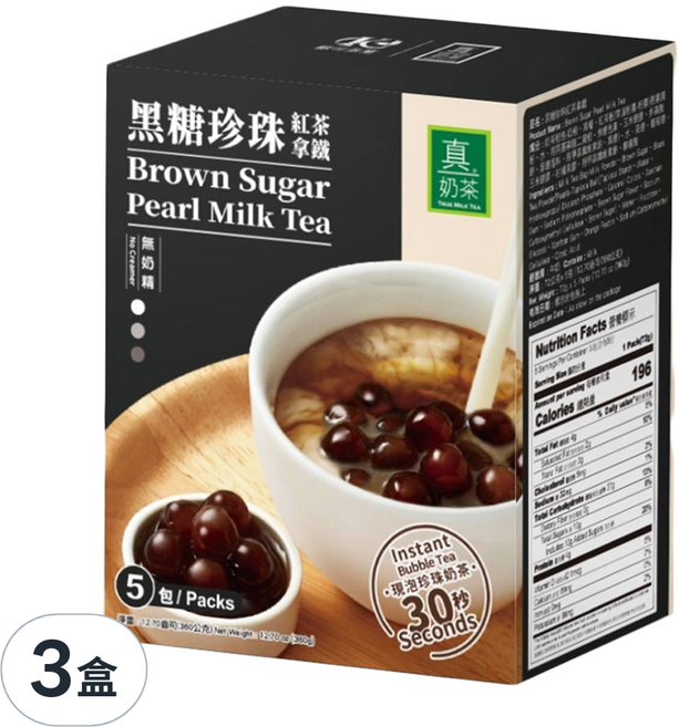 歐可茶葉 黑糖珍珠紅茶拿鐵, 72g, 5包, 3盒