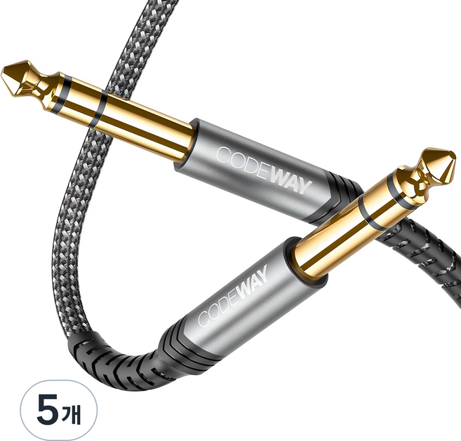 코드웨이 5.5 to 5.5 TRS 케이블 1.5m, WA55-1.5M, 그레이, 5개