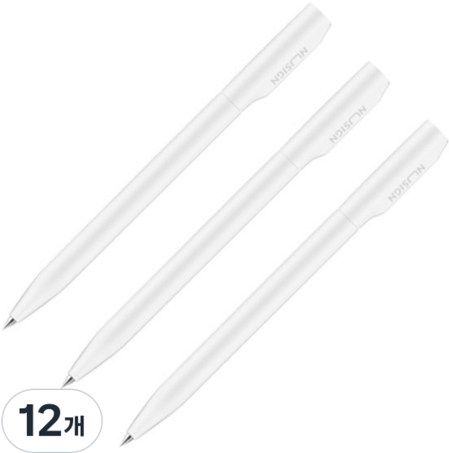 NUSIGN 紐賽 ABS 旋轉原子筆 0.5mm NS552, 純白色, 12個