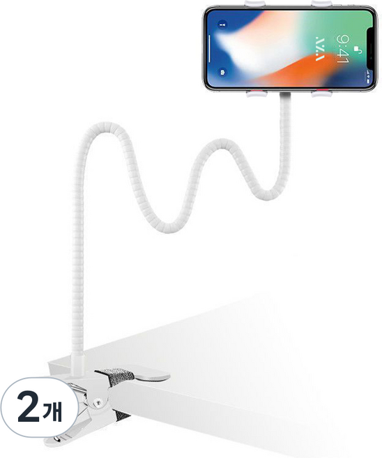 일상가득 아자벨 스네이크 집게형 휴대폰 거치대 97mm, 화이트, 2개
