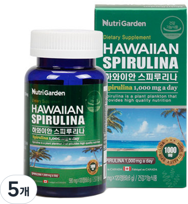 뉴트리가든 하와이안 스피루리나, 120정, 5개