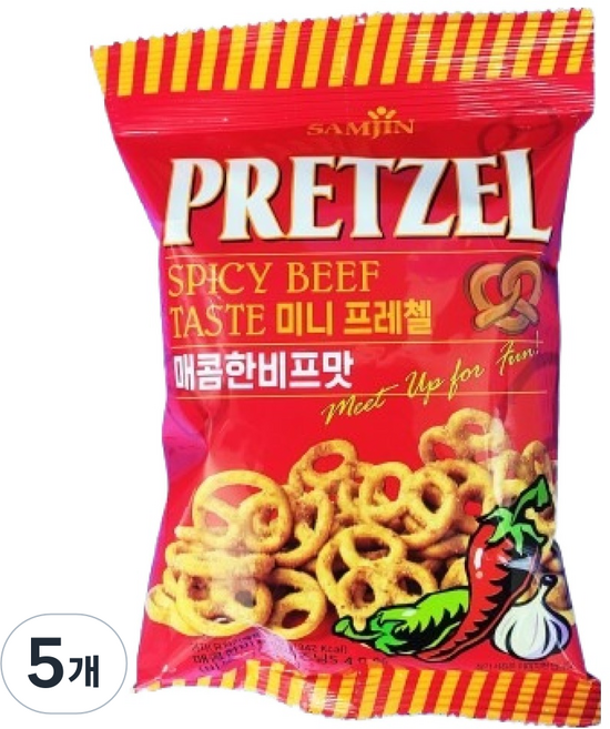 삼진 미니프레첼 매콤한비프맛, 70g, 5개