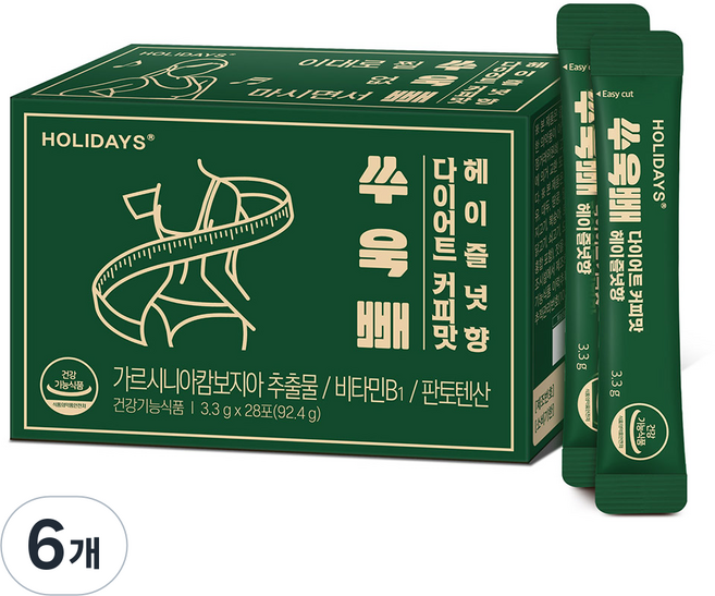 홀리데이즈 쑤욱빼 다이어트 커피맛 헤이즐넛향 28포, 92.4g, 6개