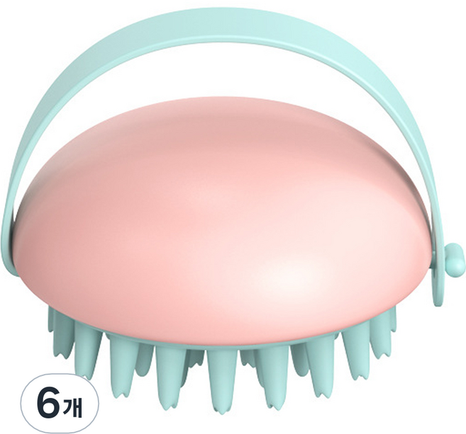 리빙홈디테일 두피 스케일링 샴푸 브러쉬, 6개, 핑크