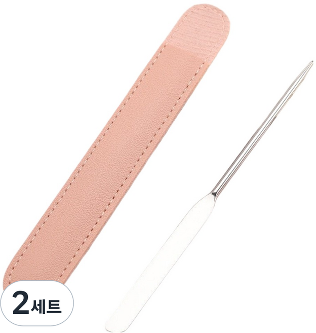 바름마켓 메이크업 스파츌러, 2세트, 실버, 코랄핑크