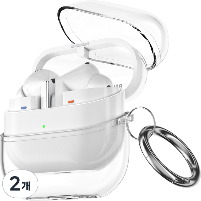 요거 갤럭시 버즈 클리어 젤리 키링 케이스, 투명, 2개, 갤럭시 버즈3 프로