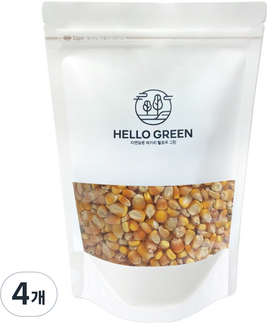 헬로우그린 국산 말린 찰옥수수 알갱이 팩, 4개, 1kg