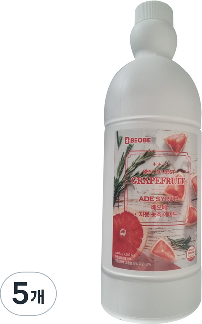 베오베 자몽 농축 에이드, 1.8kg, 5개