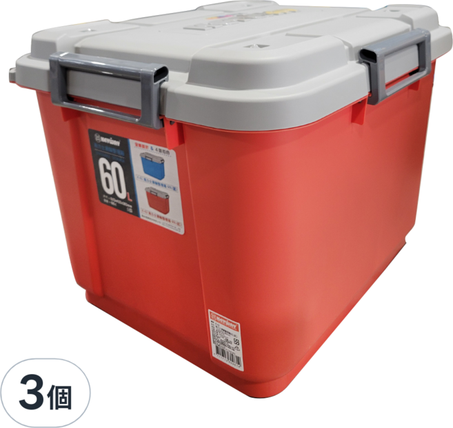 KEYWAY 聯府 海力士滑輪整理箱 60L, 紅色, 3個