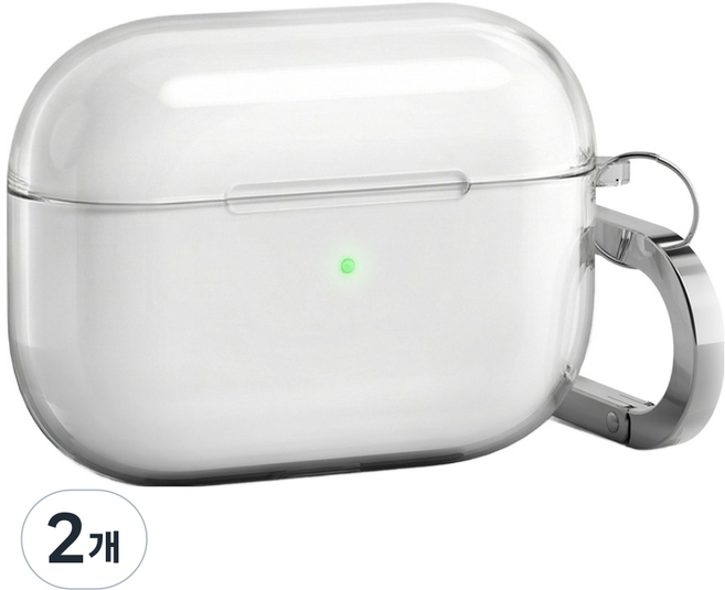 illion 透明貼合 TPU 保護殼 + 登山扣鑰匙圈, 透明, 2個, AirPods Pro 3