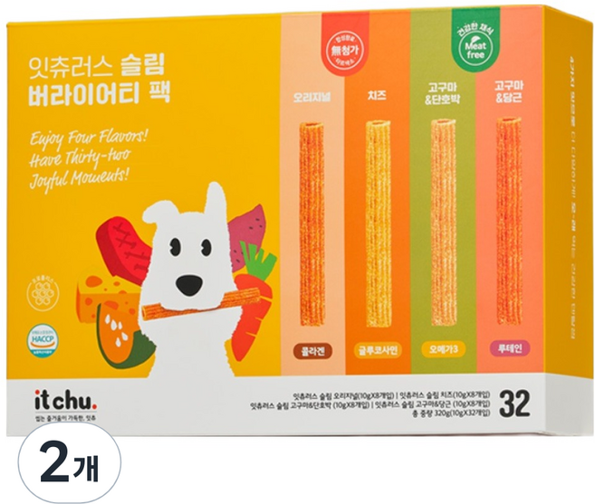 잇츄 강아지 잇츄러스 슬림 버라이어티팩 덴탈껌 32p, 혼합맛, 320g, 2개
