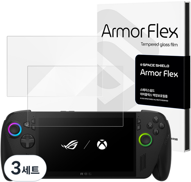 스페이스쉴드 에이수스 ROG XBOX Ally X 호환 아머 플렉스 프로텍시온 9H 풀커버 강화유리필름 2p 세트, 투명, 3세트