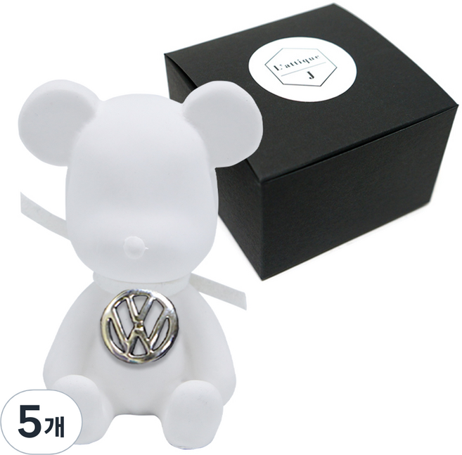라띠크제이 엠블럼베어 차량용 방향제 폭스바겐 화이트 + 가든스위피 5ml 리필 세트, 5개