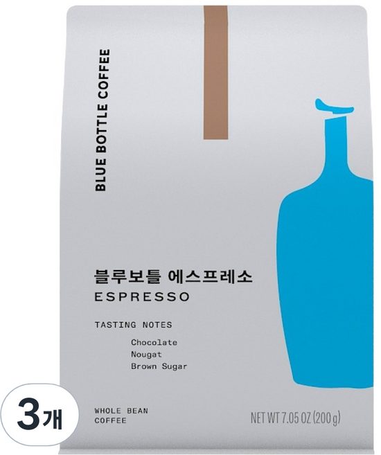 BLUE BOTTLE COFFEE 義式濃縮咖啡豆, 200g, 3個, 全豆(未研磨)