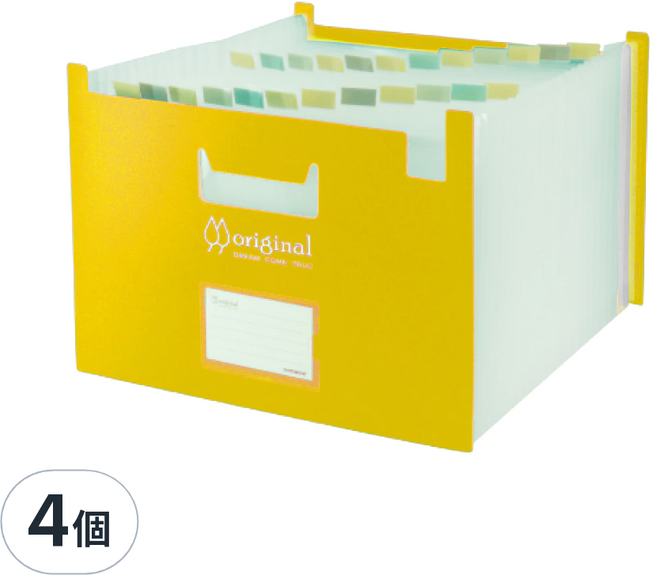 DaTaBanK 三田文具 A4 站立式24層風琴夾 OT-A424, 黃色, 4個